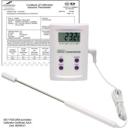 BEL-ART H-B DURAC Calibrated Electronic Thermometer with SS Probe, -50/200C -58/392F, 63 x 97mm 609000400